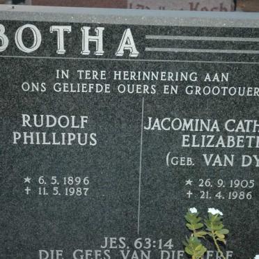 BOTHA Rudolf Phillipus 1896-1987 &amp; Jacomina Catharina Elizabeth VAN DYK 1905-1986