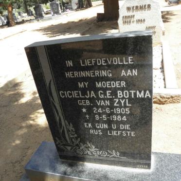 BOTMA Cicielja G.E. nee VAN ZYL 1905-1984