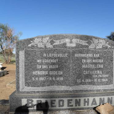 BRIEDENHANN Hendrik Gideon 1887-1956 &amp; Magdalena Catharina PIETERSE 1891-1968