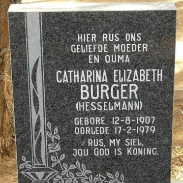 BURGER Catharina Elizabeth nee HESSELMANN 1907-1979