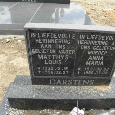 CARSTENS Matthys Louis 1932-1996 &amp; Anna Maria 1931-1996