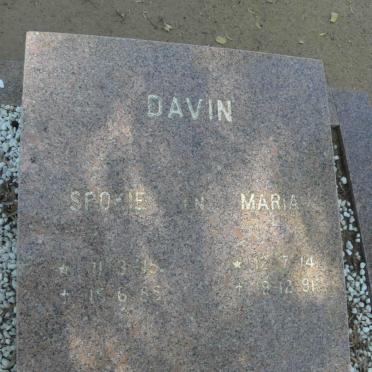 DAVIN Spokie 1915-1985 &amp; Maria 1914-1991