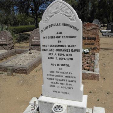 DAVIN Nicolaas Johannes 1880-1926 &amp; Maria Susanna 1884-1977