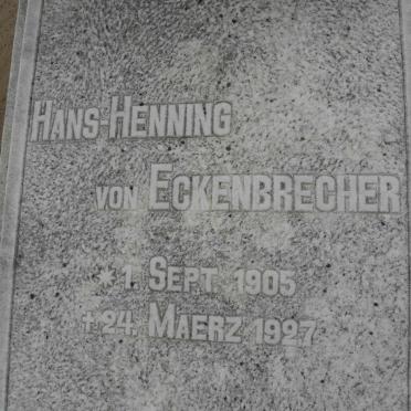 ECKENBRECHER Hans-Henning, von 1905-1927