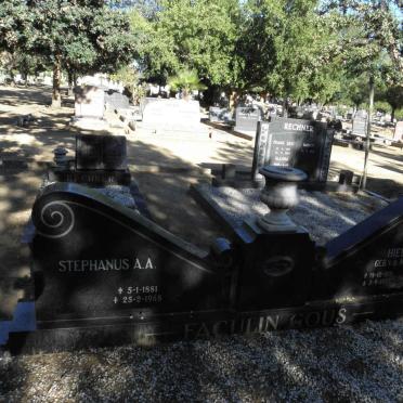 GOUS Stephanus A.A., Faculin 1881-1968 &amp; Hielie I. V.D. MERWE 1871-1970