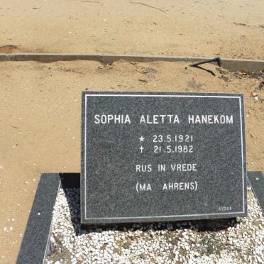 HANEKOM Sophia Aletta 1921-1982
