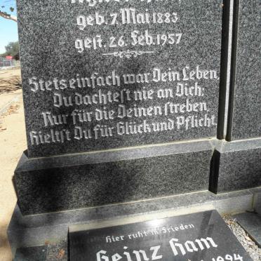 HAM Agnes 1883-1957 : : HAM Hans 1915-1994