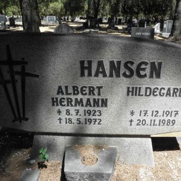 HANSEN Albert Hermann 1923-1972 &amp; Hildegard 1917-1989
