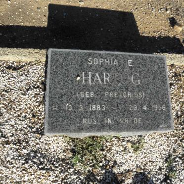 HARTOG Sophia E. nee PRETORIUS 1883-1956