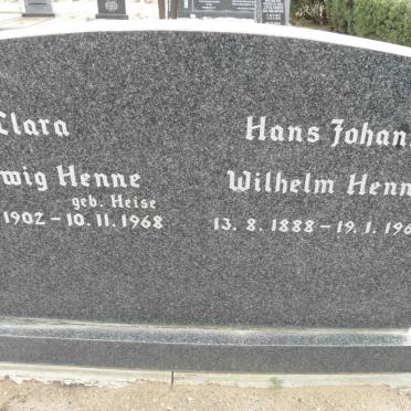 HENNE Hans Johann Wilhelm 1888-1966 &amp; Clara Hedwig HEISE 1902-1968