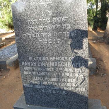 HIRSCHOWITZ Sarah Lina 1881-1964
