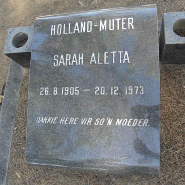 HOLLAND-MUTER Sarah Aletta 1905-1973
