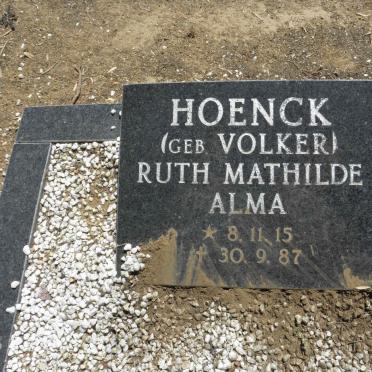 HOENCK Ruth Mathilde Alma nee VOLKER 1915-1987