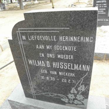 HUSSELMANN Wilma D. nee VAN NIEKERK 1933-1971
