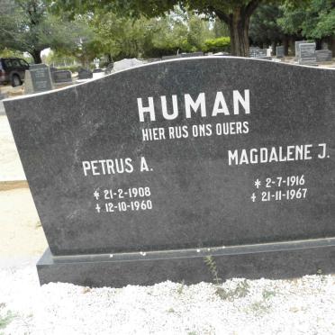 HUMAN Petrus A. 1908-1960 &amp; Magdalene J. 1916-1967