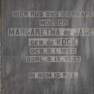JAGER Margaretha, de nee DE KOCK 1850-1933