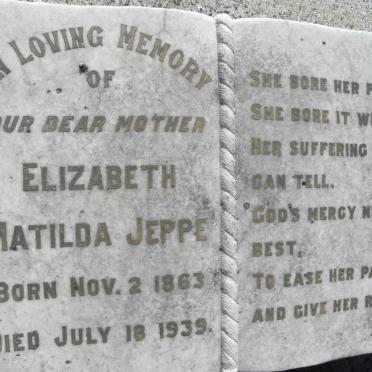 JEPPE Elizabeth Matilda 1863-1939
