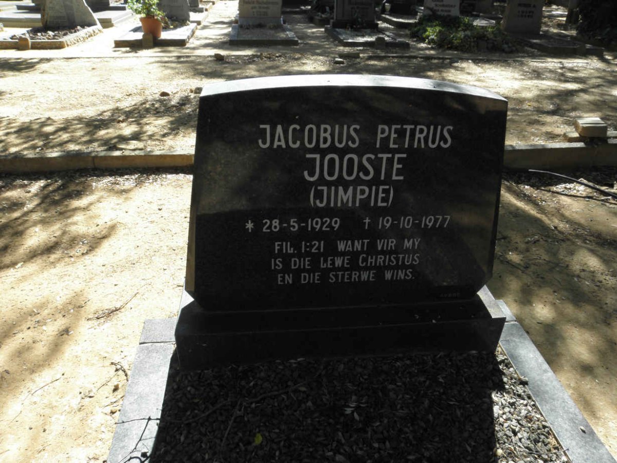 JOOSTE Jacobus Petrus 1929-1977