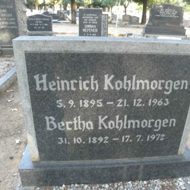KOHLMORGEN Heinrich 1895-1963 &amp; Bertha 1892-1972