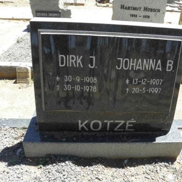 KOTZĒ Dirk J. 1908-1978 &amp; Johanna B. 1907-1997