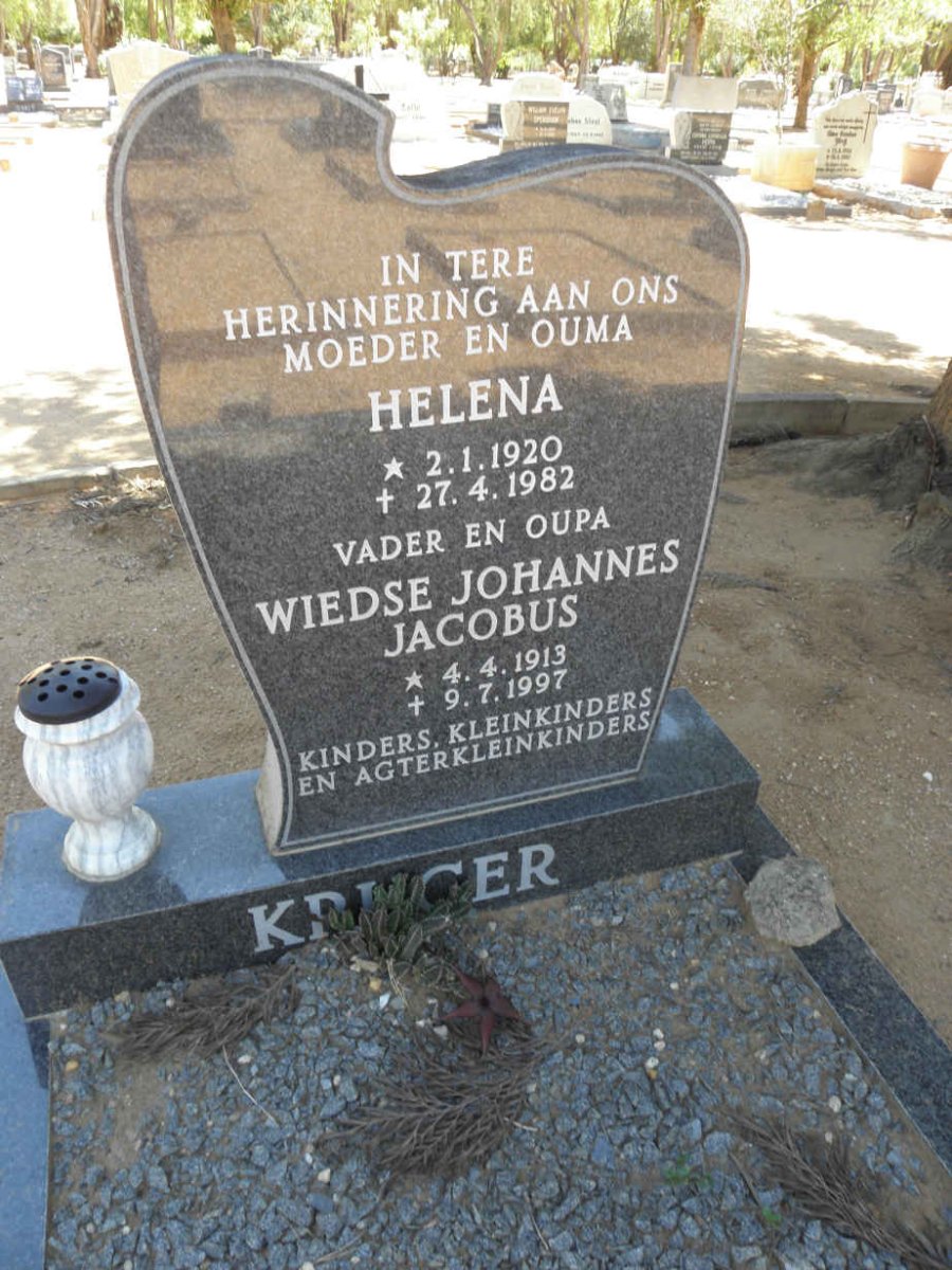 KRUGER Wiedse Johannes Jacobus 1913-1997 &amp; Helena 1920-1982