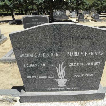 KRUGER Johannes A. 1883-1967 &amp; Maria M.F. 1884-1974