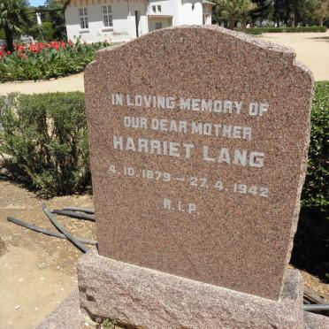 LANG Harriet 1879-1942