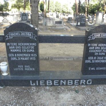 LIEBENBERG John Christie 1922-1969 &amp; Rachel Jacoba 1925-1973