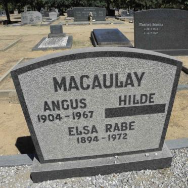 MACAULAY Angus 1904-1967 &amp; Hilde :: RABE Elsa 1894-1972