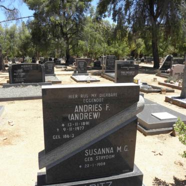 MARITZ Andries F. 1891-1977 &amp; Susanna M.G. STRYDOM 1908-