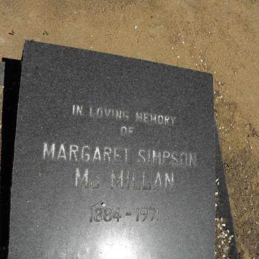 MC MILLAN Margaret Simpson 1884-1971