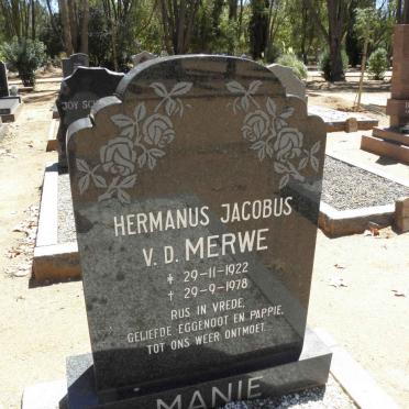 MERWE Hermanus Jacobus, v.d. 1922-1978