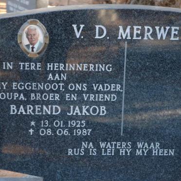 MERWE Barend Jakob, v.d. 1925-1987