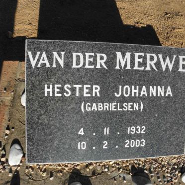 MERWE Hester Johanna, van der nee GABRIËLSEN 1932-2003