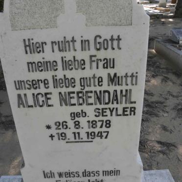 NEBENDAHL Alice nee SEYLER 1878-1947