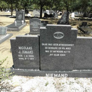 NIEMAND Nicolaas J. 1906-1971