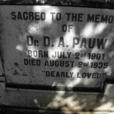 PAUW D.A. 1901-1935