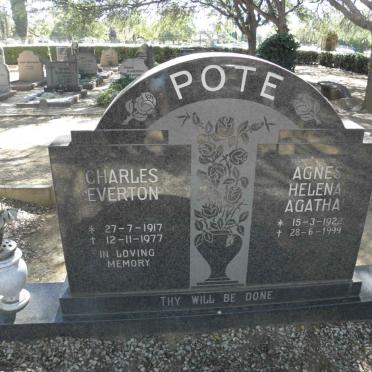 POTE Charles Everton 1917-1977 &amp; Agnes Helena Agatha 1922-1999