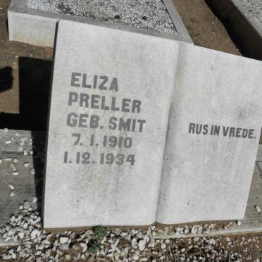 PRELLER Eliza nee SMIT 1910-1934