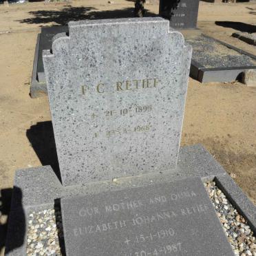 RETIEF F.C. 1895-1968 &amp; Elizabeth Johanna 1910-1987