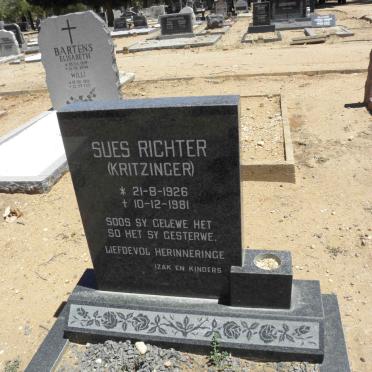 RICHTER Sues nee KRITZINGER 1926-1981