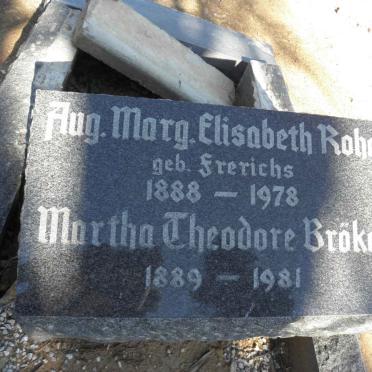 ROHE Aug. Marg. Elisabeth nee FRERICHS 1888-1978 :: BRÖKEL Martha THEODORE 1889-1981