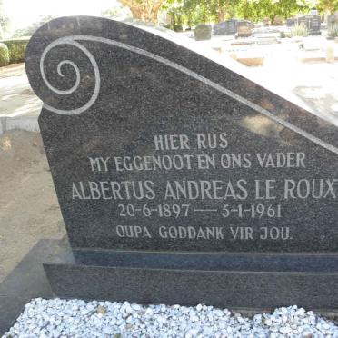 ROUX Albertus Andreas, le 1897-1961 &amp; Johanna Susanna 1903-1985 