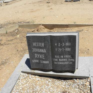 RYKE Hester Johanna nee SCHNAAR 1911-1981