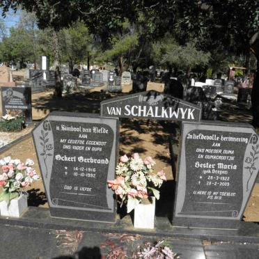 SCHALKWYK Ockert Gerbrand, van 1916-1992 &amp; Hester Maria DREYER 1922-2009