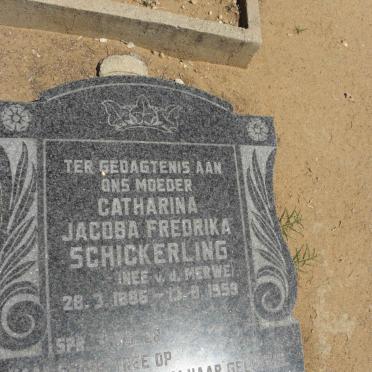 SCHICKERLING Catharina Jacoba Fredrika nee V.D. MERWE 1886-1959