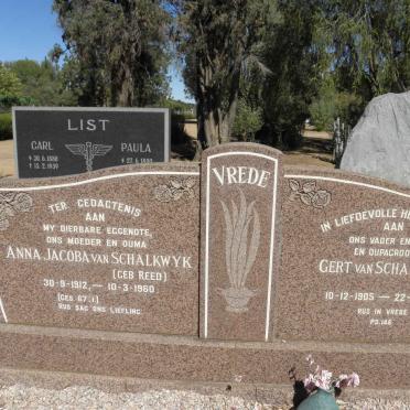SCHALKWYK Gert, van 1905-1993 &amp; Anna Jacoba REED 1912-1960
