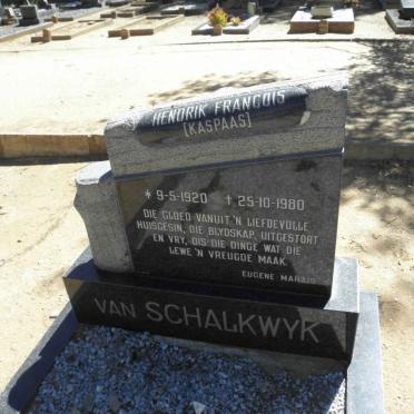 SCHALKWYK Hendrik Francois, van 1920-1980