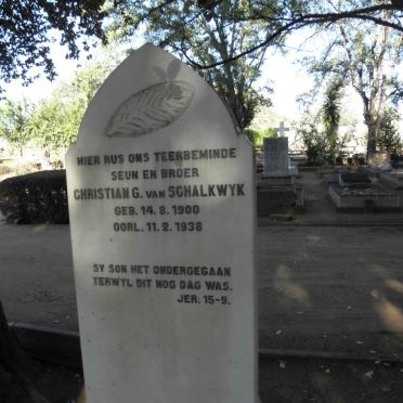 SCHALKWYK Christian G., van 1900-1938