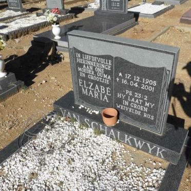 SCHALKWYK Elzabé Maria, van 1905-2001